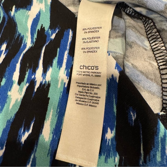 Easywear by Chico’s Open Front Cardigan Top Tab Sleeves Sz 3 XL Blue Black Green - Picture 9 of 11